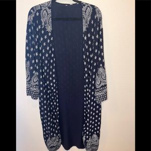 NO BRAND Kimono and Pants Set Navy Blue and White